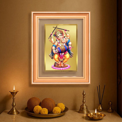 Dancing Ganesha on 24K Gold | Nritya Ganapati Wall & Tabletop Frame in 24K Gold Plated Foil