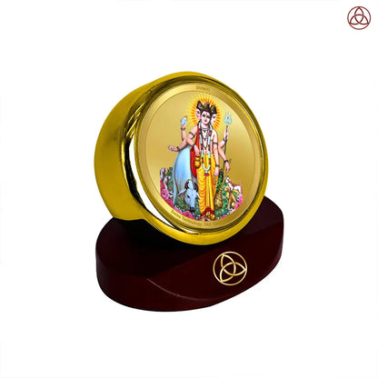 Dattatreya with Kamadhenu | Shri Dattatreya Car Dashboard Frame in 24K Gold Plated Foil