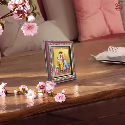Dattatreya with Kamadhenu | Shri Dattatreya Wall & Tabletop Photo Frame in 24K Gold Plated Foil