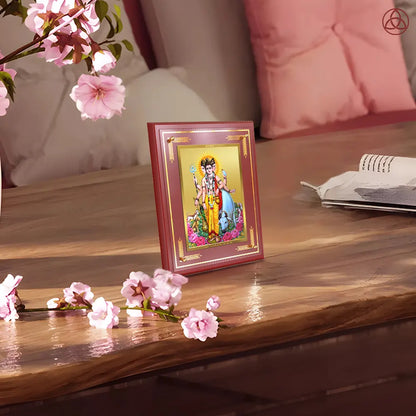 Dattatreya with Kamadhenu | Shri Dattatreya Wall & Tabletop Photo Frame in 24K Gold Plated Foil