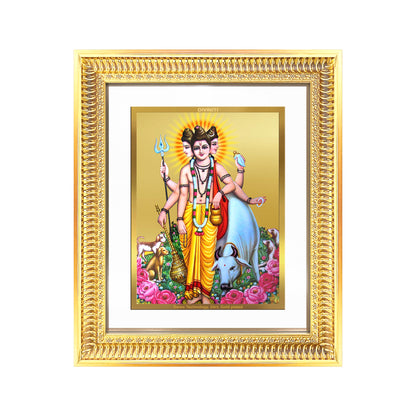 Dattatreya with Kamadhenu | Shri Dattatreya Wall Mount Photo Frame in 24K Gold Plated Foil