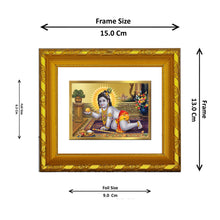 Load image into Gallery viewer, DIVINITI 24K Gold Plated Laddu Gopal Photo Frame For Home Wall Decor, Housewarming (15.0 X 13.0 CM)