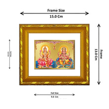 Load image into Gallery viewer, DIVINITI 24K Gold Plated Lakshmi Ganesha Photo Frame For Home Decor, TableTop, Puja Room (15.0 X 13.0 CM)