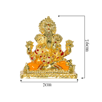 Lord Ganesha Idol Statue with Red Stones | Decorative Spiritual Showpiece for Home & Office