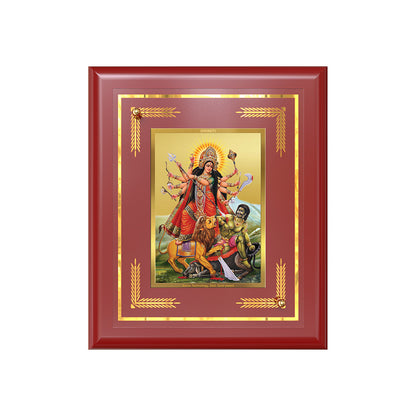 Durga-Mahishasura Mardini | Goddess Durga Slaying Mahishasura Wall & Tabletop Frame in 24K Gold Plated Foil