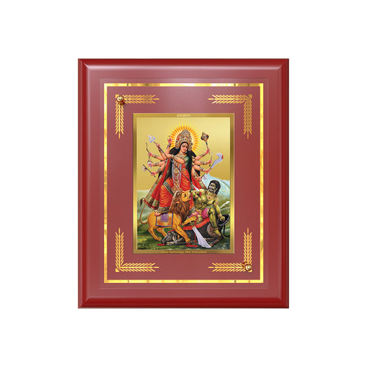 Durga-Mahishasura Mardini | Goddess Durga Slaying Mahishasura Wall & Tabletop Frame in 24K Gold Plated Foil