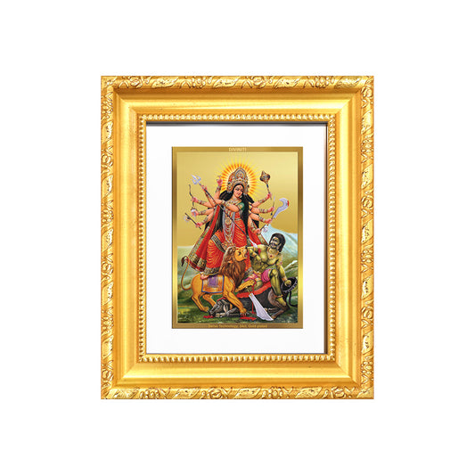 Durga-Mahishasura Mardini | Goddess Durga Slaying Mahishasura Wall & Tabletop Frame in 24K Gold Plated Foil