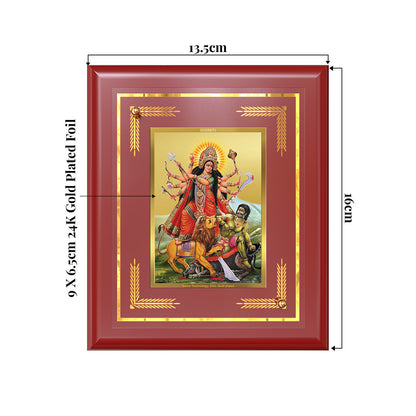 Durga-Mahishasura Mardini | Goddess Durga Slaying Mahishasura Wall & Tabletop Frame in 24K Gold Plated Foil