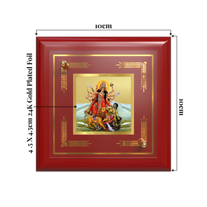 Durga-Mahishasura Mardini | Goddess Durga Slaying Mahishasura Tabletop Frame in 24K Gold Plated Foil