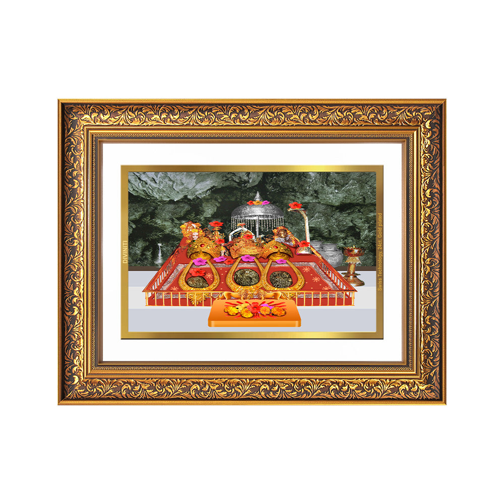 Durga Vaishno Devi Mata Ka Darbar | Divine Wall Photo Frame in 24K Gold Plated Foil
