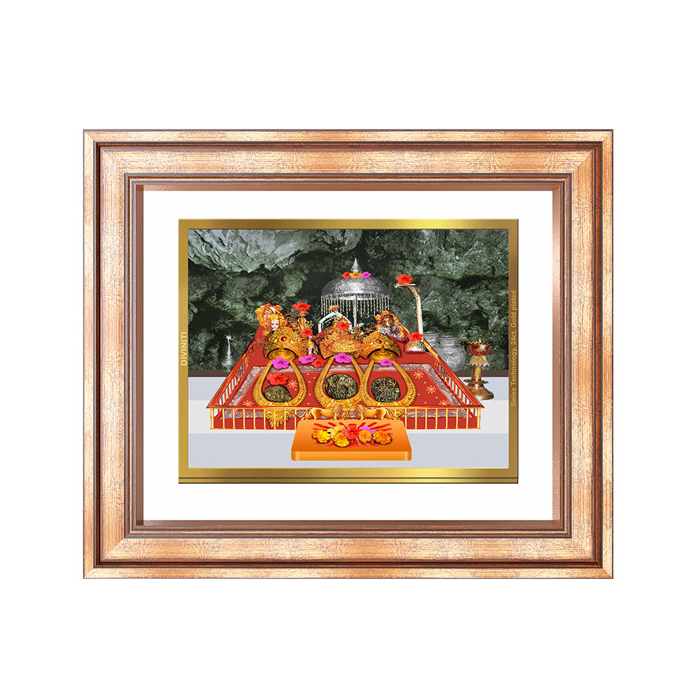 Durga Vaishno Devi Mata Ka Darbar | Divine Wall & Tabletop Frame in 24K Gold Plated Foil
