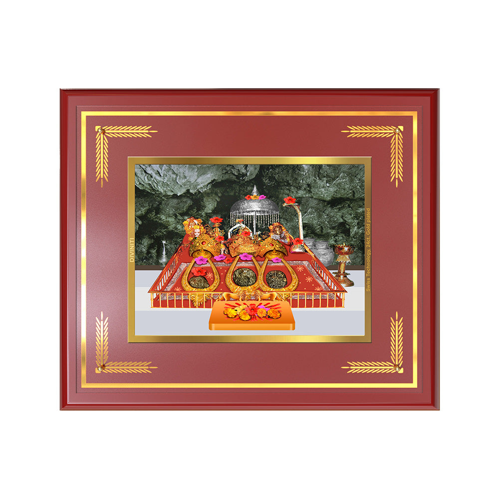 Durga  Vaishno Devi Mata Ka Darbar | Divine Wall & Tabletop Frame in 24K Gold Plated Foil