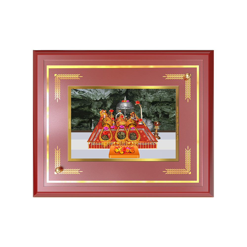 Durga Vaishno Devi | Mata Ka Darbar | Divine Wall and Tabletop Photo Frame in 24K Gold Plated Foil