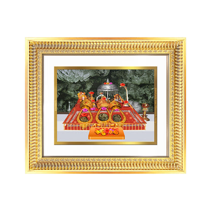 Durga Vaishno Devi Mata Ka Darbar framed wall and tabletop decor in 24K gold plated foil.