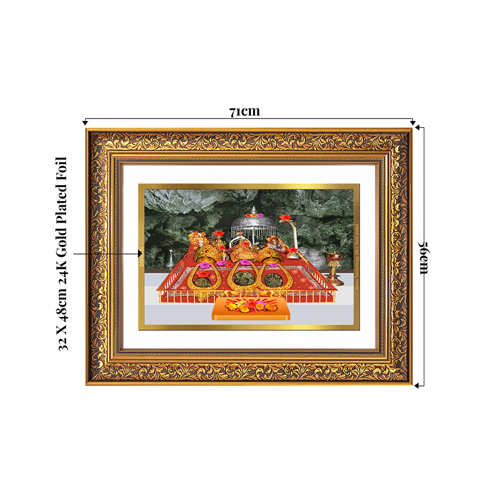 Durga Vaishno Devi Mata Ka Darbar | Divine Wall Photo Frame in 24K Gold Plated Foil