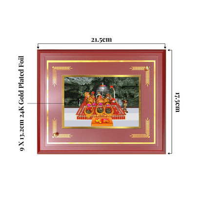 Durga Vaishno Devi | Mata Ka Darbar | Divine Wall and Tabletop Photo Frame in 24K Gold Plated Foil