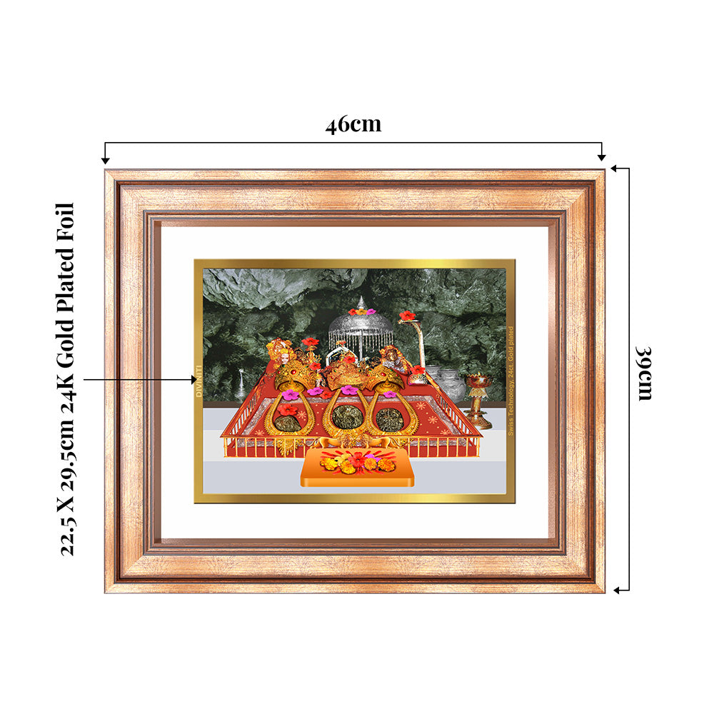 Durga Vaishno Devi Mata Ka Darbar | Divine Wall & Tabletop Frame in 24K Gold Plated Foil