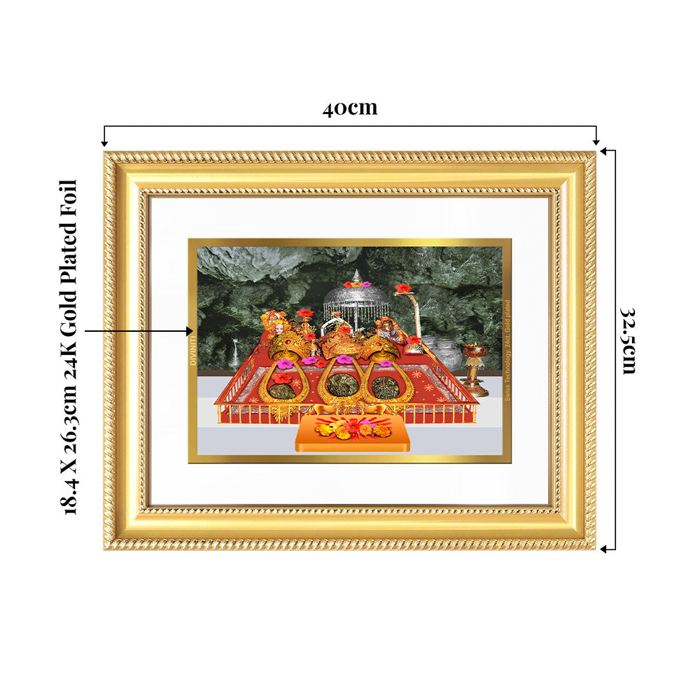 Durga Vaishno Devi Mata Ka Darbar | Divine Wall & Tabletop Frame in 24K Gold Plated Foil