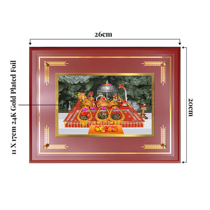 Durga Vaishno Devi Photo Frame showing product dimensions, ideal for spiritual décor and devotional gifting.