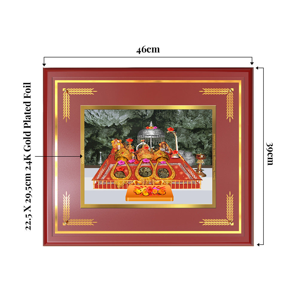 Durga  Vaishno Devi Mata Ka Darbar | Divine Wall & Tabletop Frame in 24K Gold Plated Foil