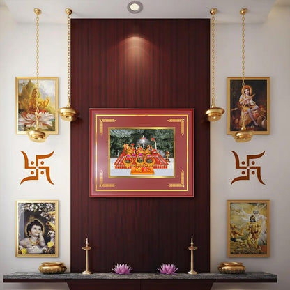 Durga  Vaishno Devi Mata Ka Darbar | Divine Wall & Tabletop Frame in 24K Gold Plated Foil