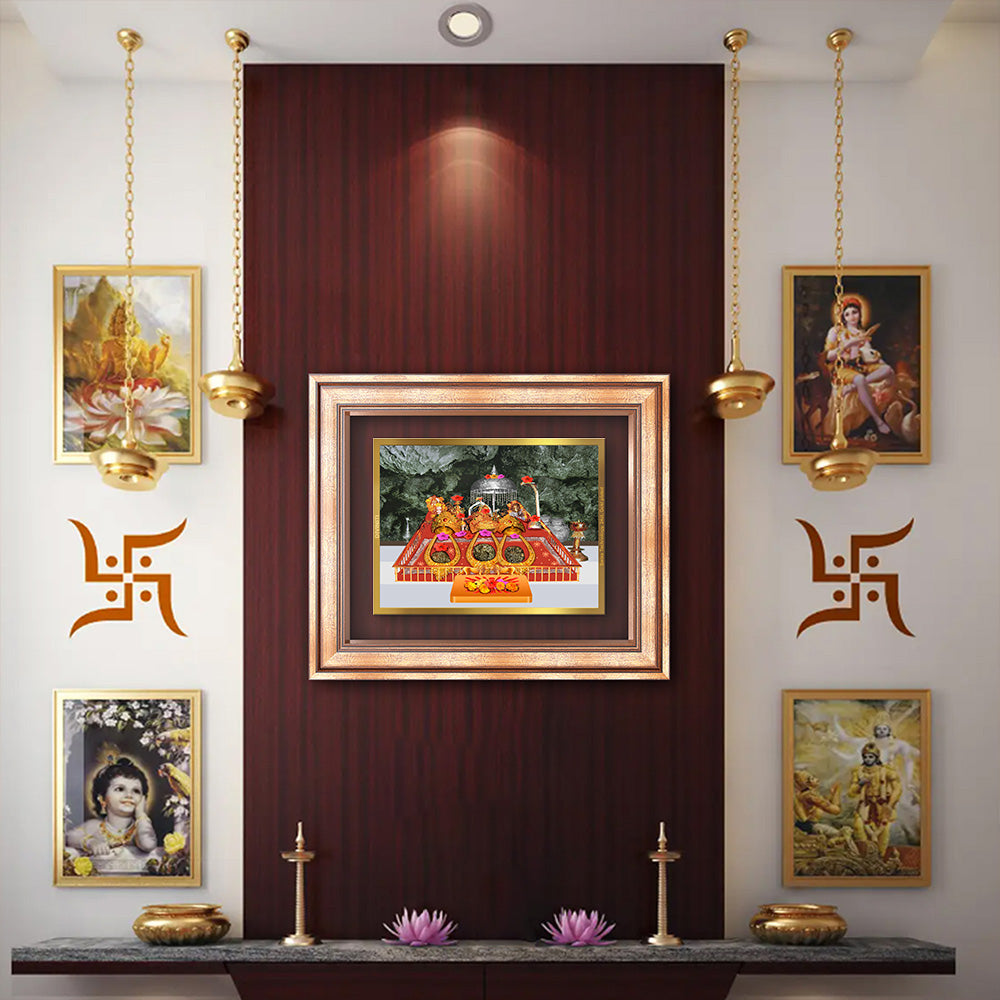 Durga Vaishno Devi Mata Ka Darbar | Divine Wall & Tabletop Frame in 24K Gold Plated Foil