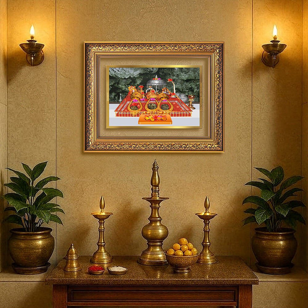 Durga Vaishno Devi Mata Ka Darbar | Divine Wall Photo Frame in 24K Gold Plated Foil