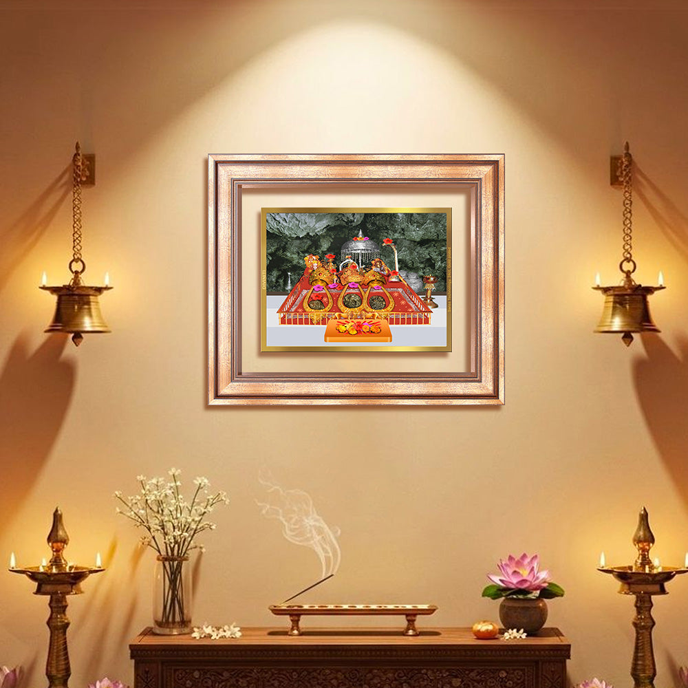 Durga Vaishno Devi Mata Ka Darbar | Divine Wall & Tabletop Frame in 24K Gold Plated Foil