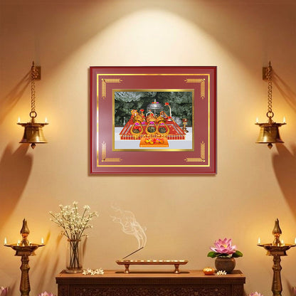 Durga  Vaishno Devi Mata Ka Darbar | Divine Wall & Tabletop Frame in 24K Gold Plated Foil