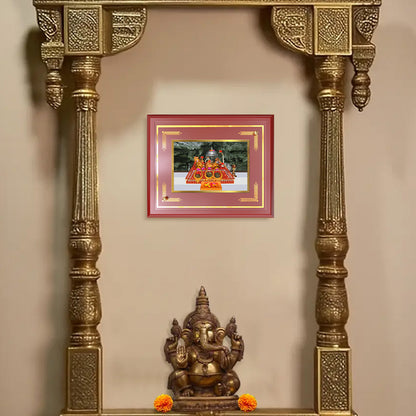 Durga Vaishno Devi | Mata Ka Darbar | Divine Wall and Tabletop Photo Frame in 24K Gold Plated Foil