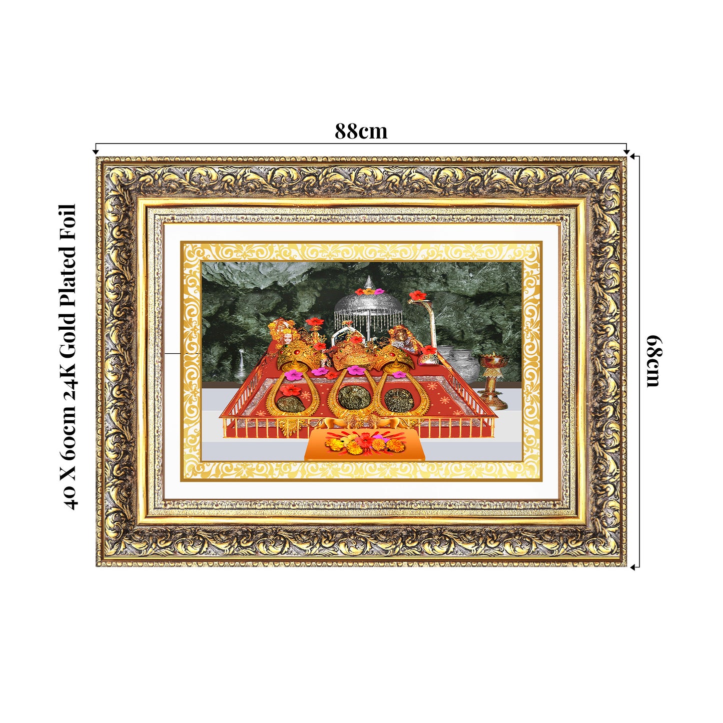 Durga Vaishno Devi | Mata Ka Darbar | Divine Wall Photo Frame in 24K Gold Plated Foil