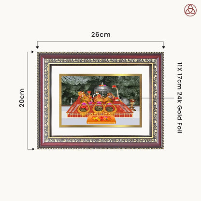 Durga Vaishno Devi Mata Ka Darbar | Divine Wall & Tabletop Photo Frame in 24K Gold Plated Foil