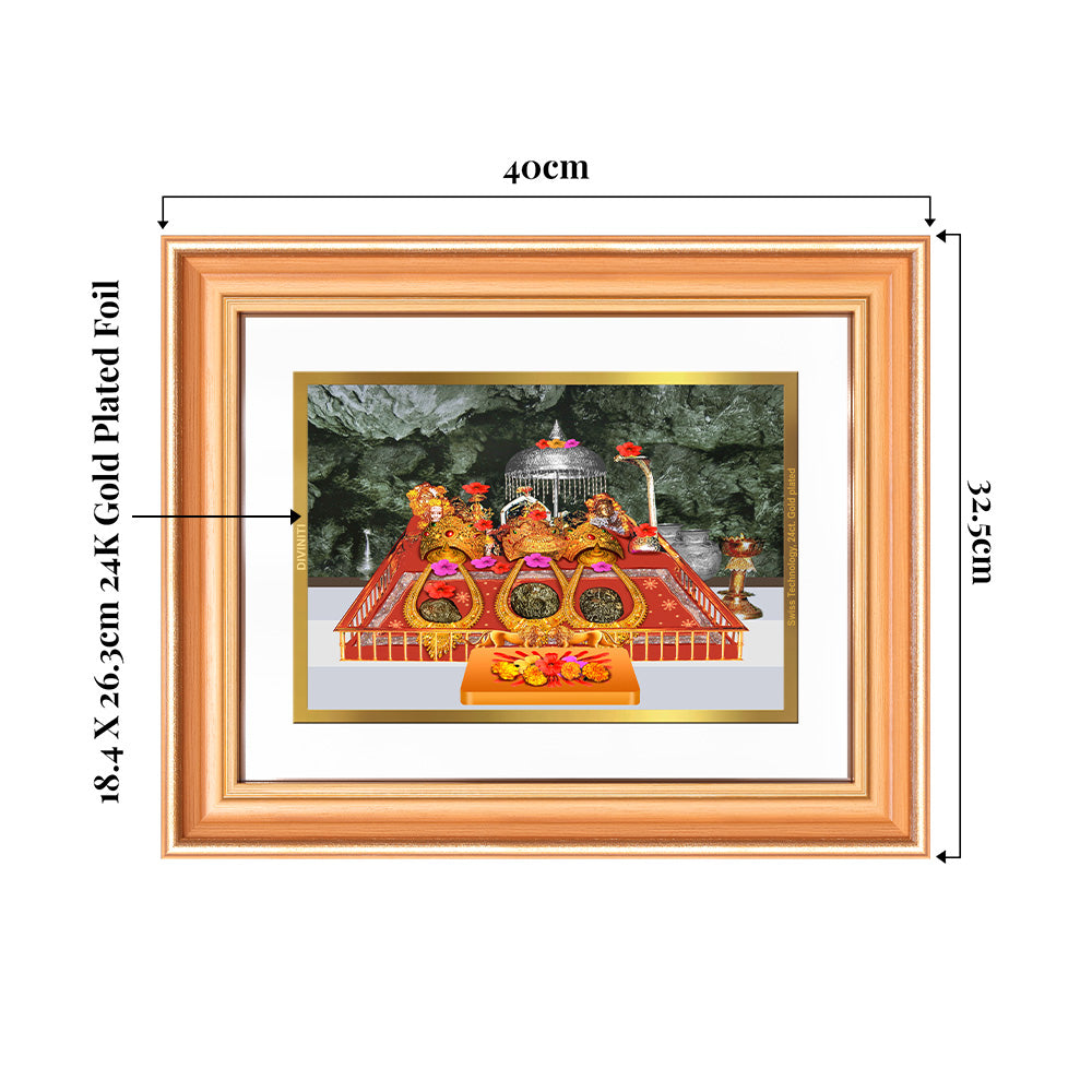 Durga Vaishno Devi Mata Ka Darbar | Divine Wall & Tabletop Frame in 24K Gold Plated Foil