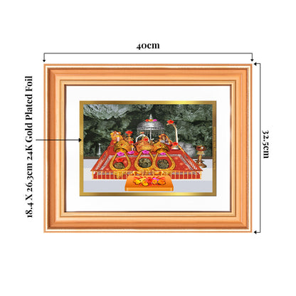 Durga Vaishno Devi Mata Ka Darbar | Divine Wall & Tabletop Frame in 24K Gold Plated Foil