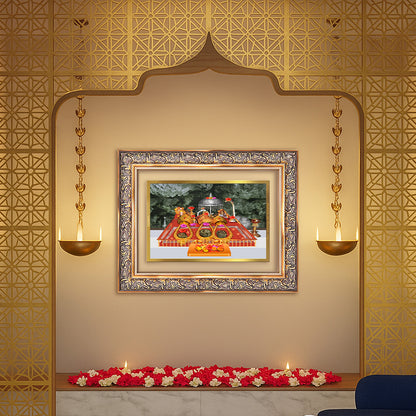 Durga Vaishno Devi Mata Ka Darbar | Divine Wall Photo Frame in 24K Gold Plated Foil