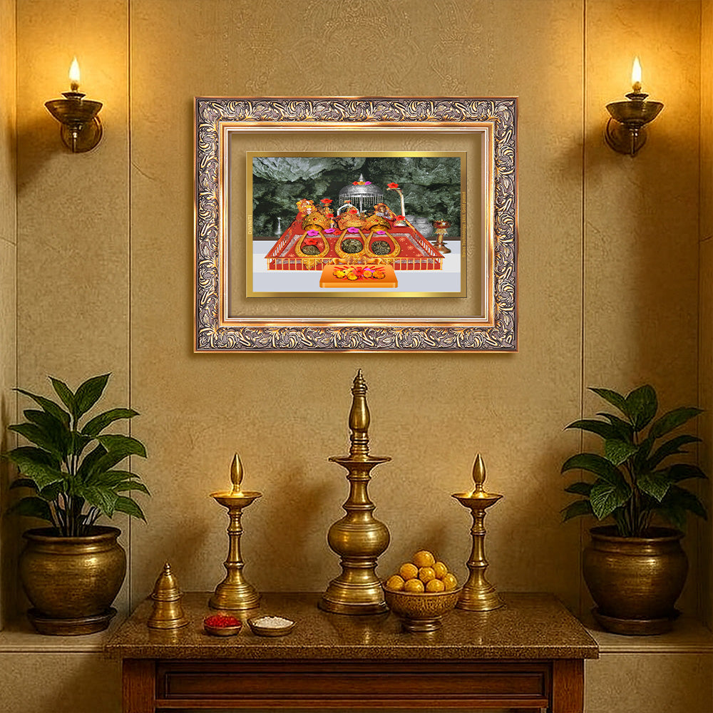 Durga Vaishno Devi Mata Ka Darbar | Divine Wall Photo Frame in 24K Gold Plated Foil