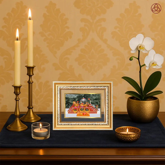 Durga Vaishno Devi Mata Ka Darbar | Divine Wall & Tabletop Photo Frame in 24K Gold Plated Foil