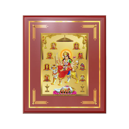 Durga  Nav Durga | Goddess Durga in Her Nine Divine forms Wall Mount Photo Frame in 24K Gold Plated Foil
