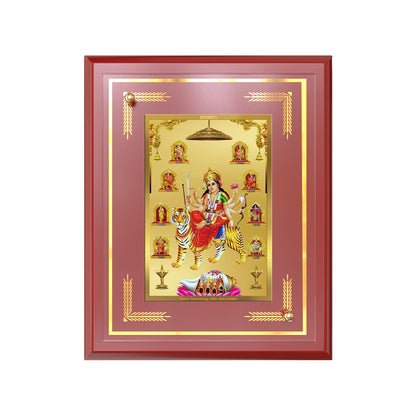 Durga Nav Durga | Goddess Durga in Her Nine Divine Wall and Tabletop Photo Frame in 24K Gold Plated Foil