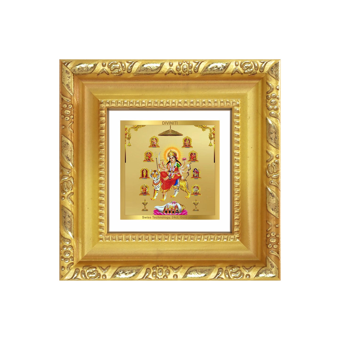 Durga Nav Durga | Goddess Durga in Her Nine Divine Forms Tabletop Frame in 24K Gold Plated Foil