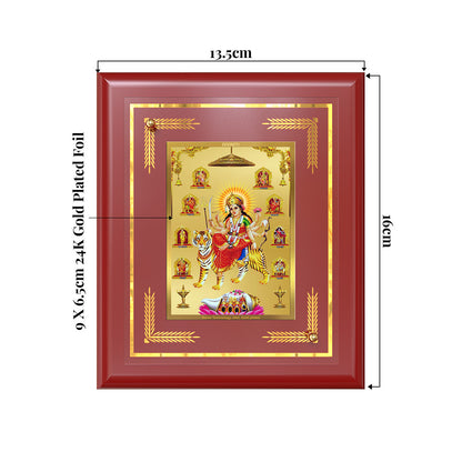 Durga Nav Durga | Goddess Durga in Her Nine Divine Forms Wall & Tabletop Frame in 24K Gold Plated Foil
