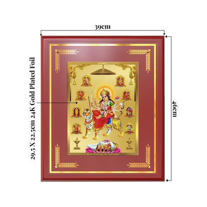 Durga  Nav Durga | Goddess Durga in Her Nine Divine forms Wall Mount Photo Frame in 24K Gold Plated Foil