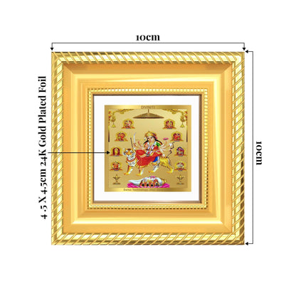 Durga Nav Durga | Goddess Durga in nine forms tabletop frame in 24K gold plated foil with detailed craftsmanship.