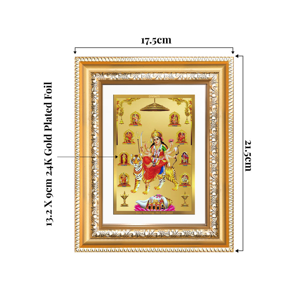Nav Durga Wall and Tabletop Photo Frame in 24K Gold Plated Foil.