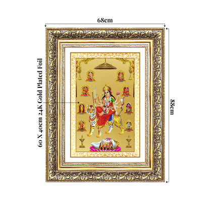 Nav Durga | Goddess Durga in Her Nine Divine forms Wall Mount Photo Frame in 24K Gold Plated Foil