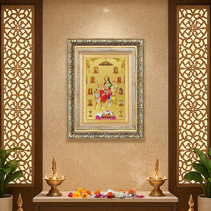 Nav Durga | Goddess Durga in Her Nine Divine forms Wall Mount Photo Frame in 24K Gold Plated Foil