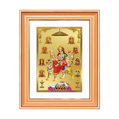 Durga Nav Durga | Goddess Durga in Her Nine Divine forms Wall Mount Photo Frame in 24K Gold Plated Foil