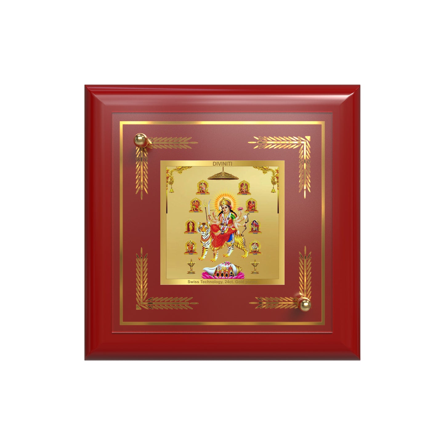 Durga Nav Durga | Goddess Durga in Her Nine Divine Forms Tabletop Frame in 24K Gold Plated Foil