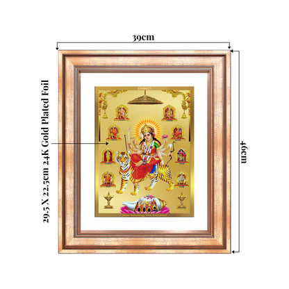 Durga  Nav Durga | Goddess Durga in Her Nine Divine forms Wall Mount Photo Frame in 24K Gold Plated Foil