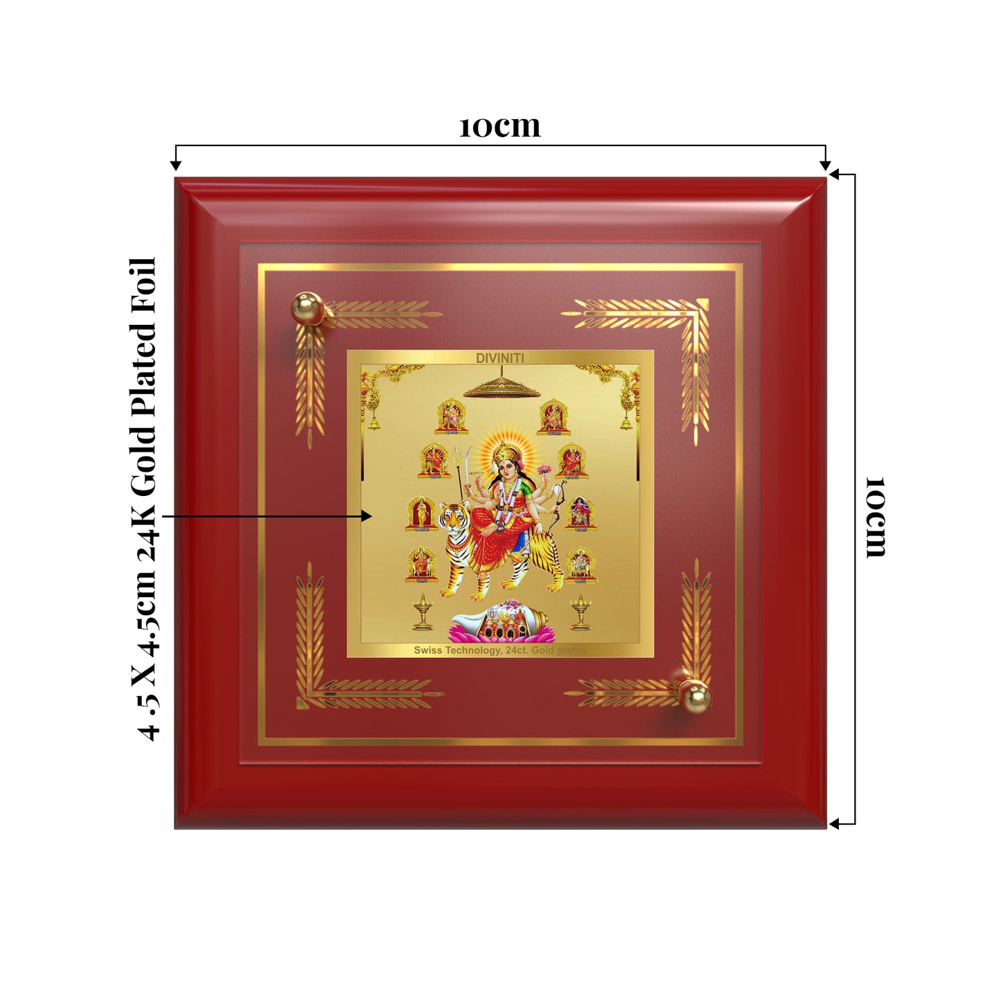 Durga Nav Durga | Goddess Durga in Her Nine Divine Forms Tabletop Frame in 24K Gold Plated Foil